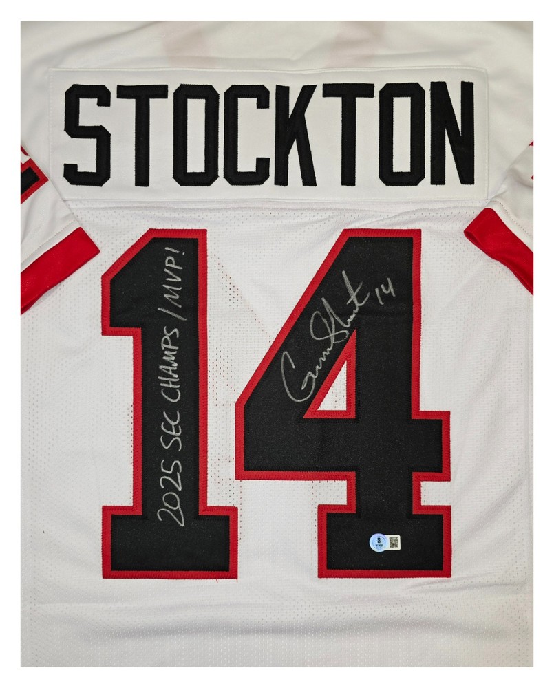 Gunner Stockton Autographed Georgia Custom White Jersey 2025 SEC MVP Beckett COA