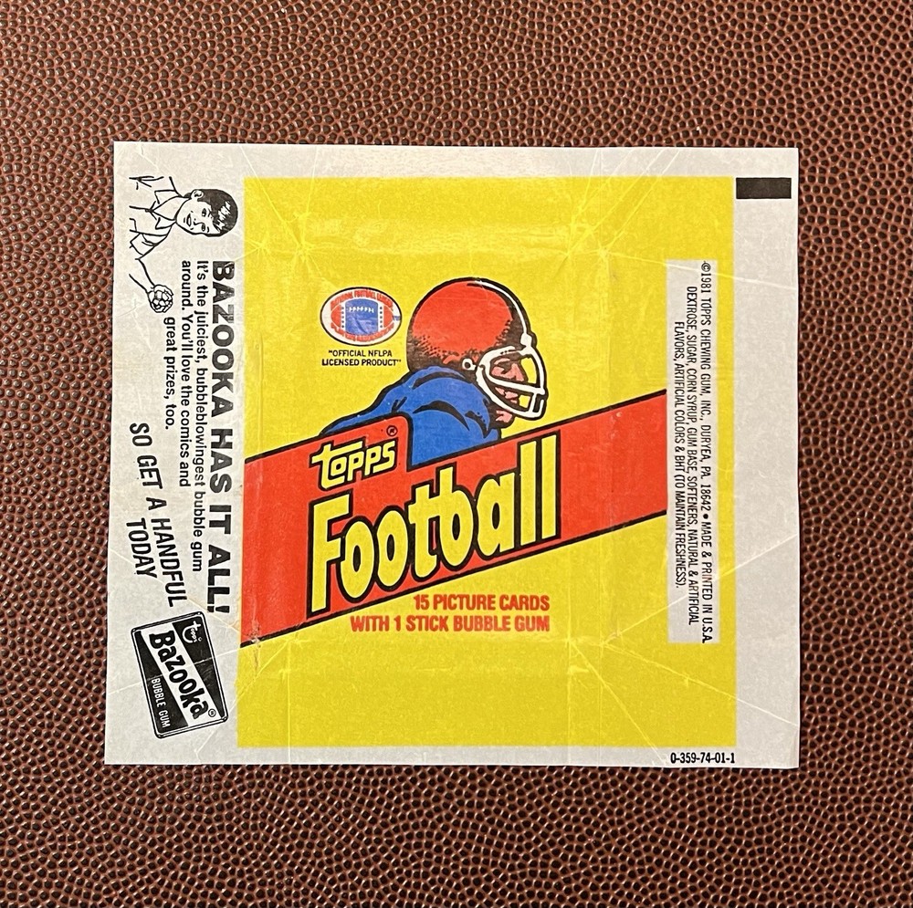 1981 Topps Football Empty Wax Pack Wrapper
