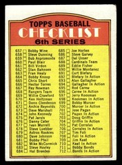 1972 Topps Baseball #604 6th Series Checklist (657-787) VG *e2