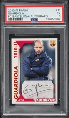 figurina 2010 Panini FC Barcelona Autografo Guardiola #11 PSA 5 EX
