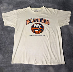 Fruit of the Loom Heavy Cotton New York Islanders NHL Hockey White T-Shirt XL