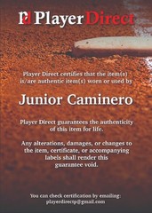 JUNIOR CAMINERO SIGNED AUTOGRAPHED 2025 GAME USED (BP) BLACK HEAD BAND PD LOA