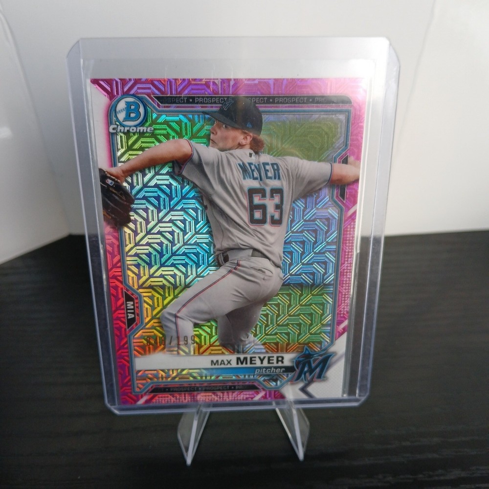 2021 Bowman Chrome Pink Mojo Refractor /199 #BCP201 Max Meyer Miami Marlins