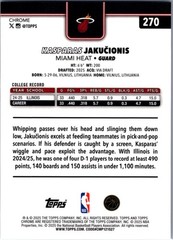 Kasparas Jakucionis 2025-26 Topps Chrome Rookie Blue X-Fractor #270 Heat RC