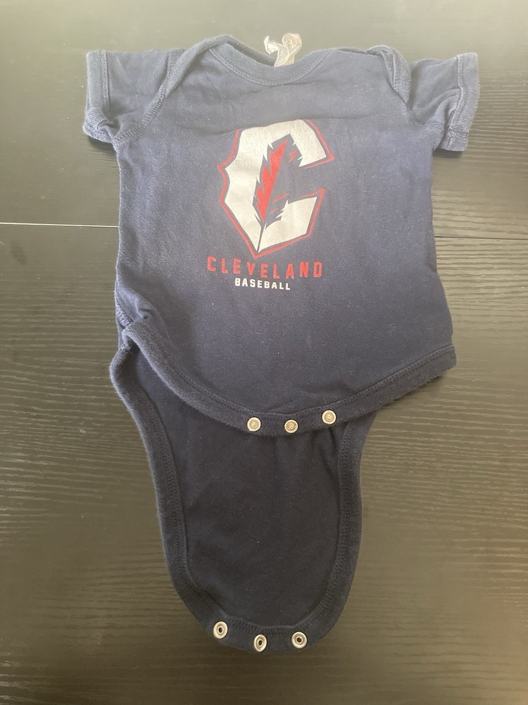 Cleveland Indians Baby One Piece 6 Months Navy Blue With Feather Logo