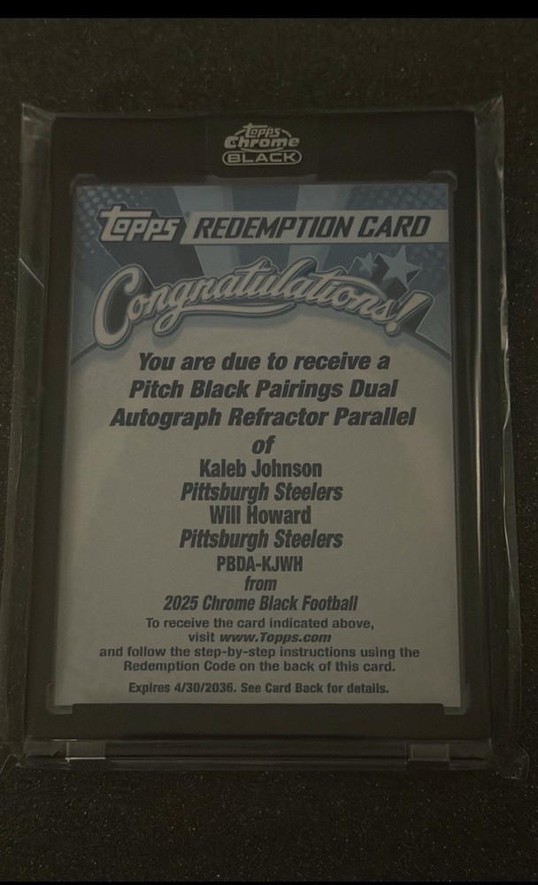 Topps Chrome Black Pitch Black Pairings Kaleb Johnson Will Howard Dual Auto /30
