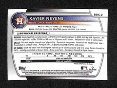 2025 Bowman Draft – Xavier Neyens Chrome 1st Bowman #BDC-2 Houston Astros