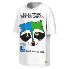 Men&rsquo;s Outerstuff White Lake Placid 1980 Winter Olympics Raccoon Poster T-Shirt