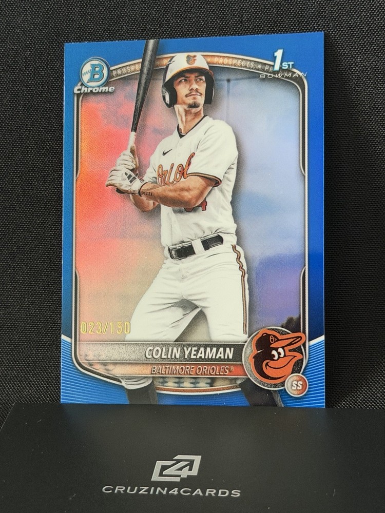 2025 Bowman Draft – Colin Yeaman 1st True Blue Refractor #023/150 – Orioles