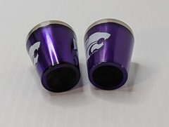 Pair Of (2) Kansas State Wildcats Stainless Steel Shot Glasses KSU Purple