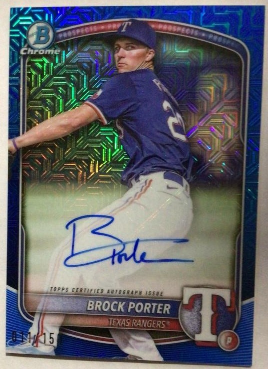 2025 Bowman Chrome Brock Porter Blue Mojo On Card Auto #11/150 Brewers #BMA-BP