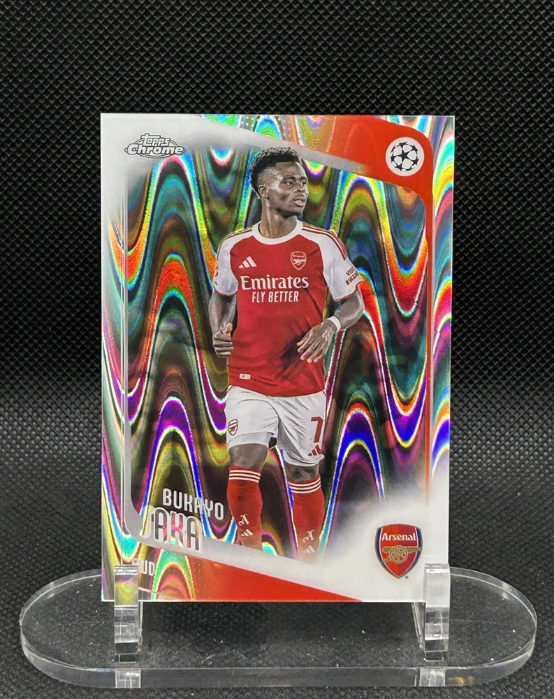 2025-26 Topps Chrome UEFA Club Competitions Bukayo Saka RayWave Refractor #12