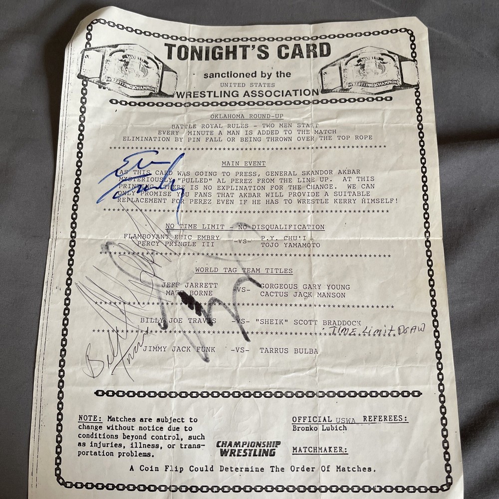 Signed WCCW Official Program World Class Championship Wrestling Von Erich