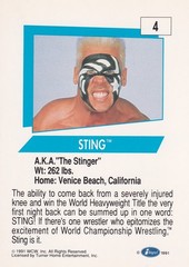 Sting 1991 Impel WCW Card #4 WWE AEW TNA NWA New Japan Pro Wrestling Superstar