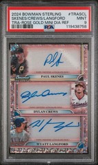 2024 Bowman Sterling Triple Auto Skenes Crews Langford Rose Gold /15 PSA 9