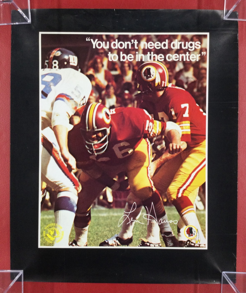 NFL DEA (BNDD) Poster 18×15 Len Hauss Washington Redskins (C) #56 Anti-Drug &rsquo;72!