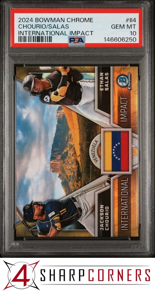 2024 BOWMAN CHROME INTERNATIONAL IMPACT JACKSON CHOURIO-ETHAN SALAS RC PSA 10