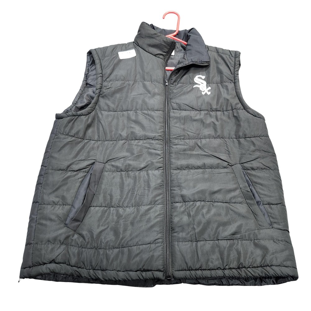 Chicago White Sox Jacket Mens XL Black MLB Baseball Puffer Vest Zip Sleeveless