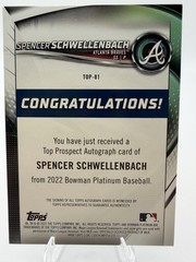 2022 Bowman Platinum Top Prospects Spencer Schwellenbach #TOP-81 Autograph