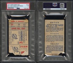 1951 WORLD SERIES GAME 3 WILLIE MAYS WS HIT #1-2 TICKET 10/6 GIANTS/YANKEES PSA