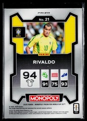 Rivaldo 2026 Panini Prizm Monopoly FIFA World Cup Gold Cracked Ice #21 Brazil