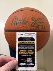 Magic Johnson Autographed Basketball with James Spence Authentication
