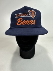 Vintage ANNCO Chicago Bears Split Bar NFL Snapback Trucker Hat Football Cap Blue