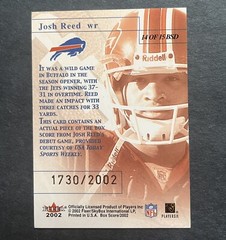 2002 Fleer Box Score Debuts /2002 Josh Reed #14BSD Rookie RC