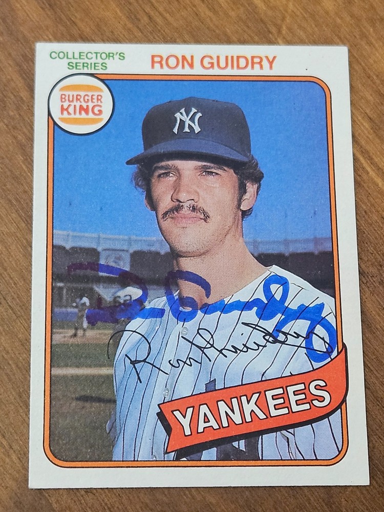 1980 Topps Burger King RON GUIDRY Yankees In-Person Signed AUTO