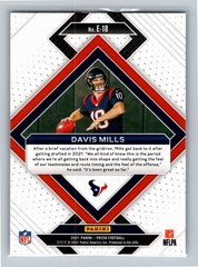 2021 Panini Prizm #E-18 Davis Mills Emergent Houston Texans RC