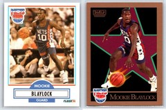 Mookie Blaylock Lot x2 1990-91 Fleer & Skybox New Jersey Nets