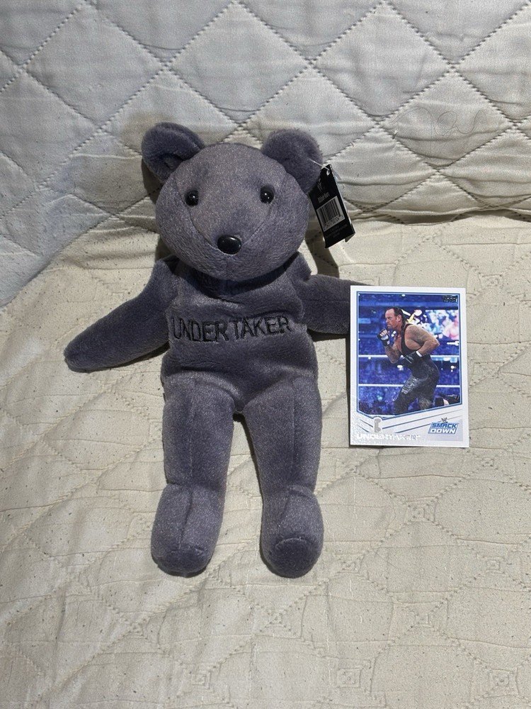 1999 WWF Attitude Bears Undertaker 10&Prime; Bear Plush New w/Tags + CARD SHIPS FREE