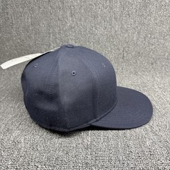 American Needle Premier Group Navy Blue Blank Snapback Hat Flat Brim Gray Under
