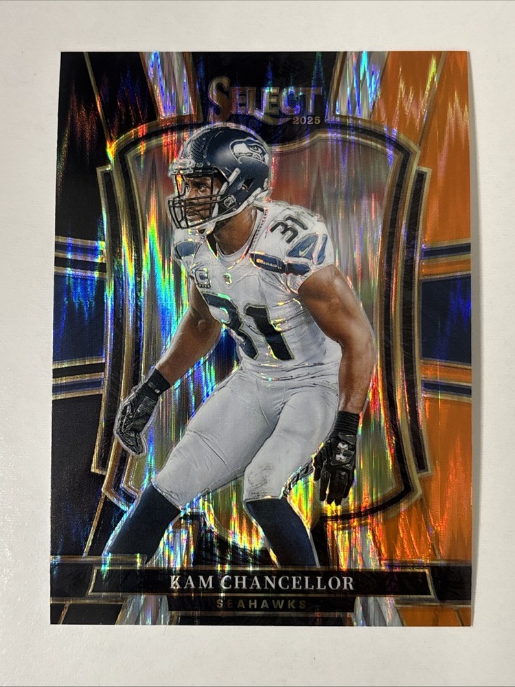 2025 Select Football Kam Chancellor Black And Orange Prizm Shock Premier Level
