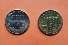 (2) Frank Thomas, 1997 Pinnacle Mint Baseball, Silver Nickel & Brass Coins