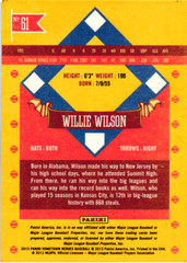 2013 Panini Hometown Heroes Willie Wilson #61 Kansas City Royals