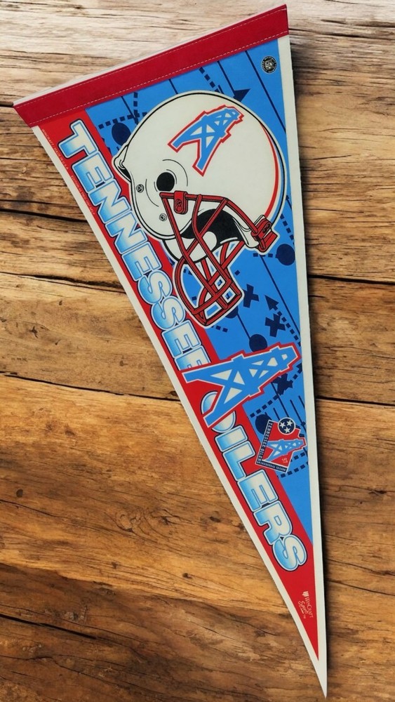 Houston Oilers/Tenn Titans NFL Football 1997 Pennant Banner Flag Vintage 30×11.5