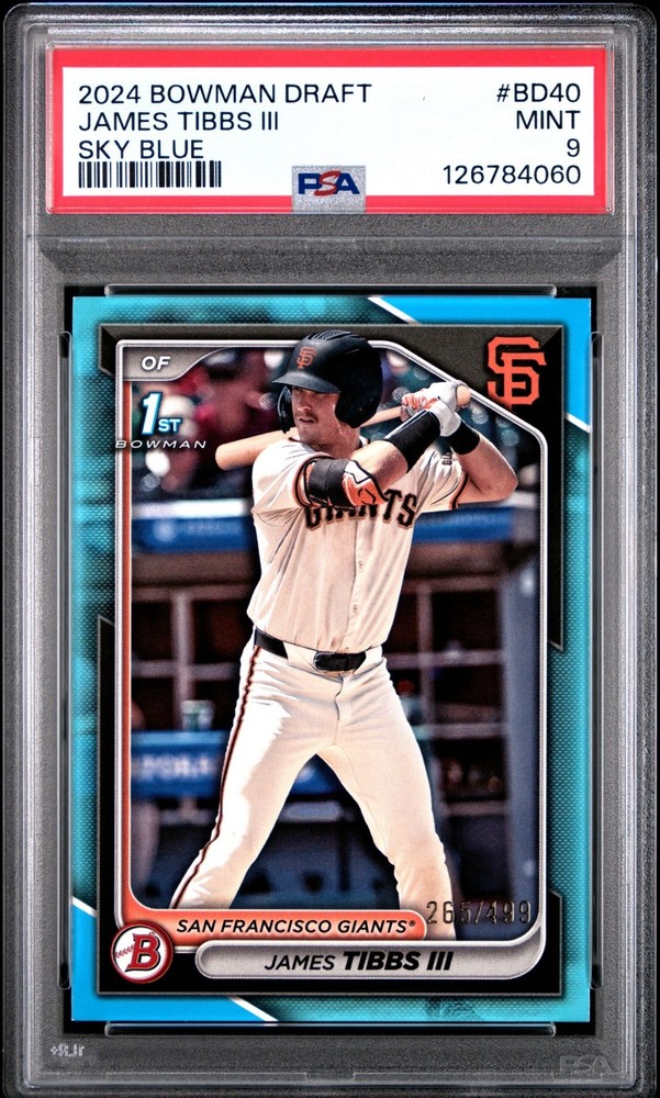2024 Bowman Draft James Tibbs III Sky Blue /499 1st PSA 9 San Francisco Giants