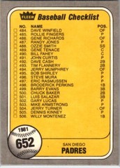 1981 FLEER #641-659 MLB Team Checklist Cards Clean! 81-FBBC