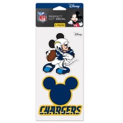 LOS ANGELES CHARGERS MICKEY MOUSE DISNEY 2 PIECE PERFECT CUT DECAL SHEET 4&Prime;X8&Prime;
