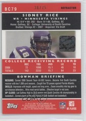 2007 Bowman Chrome Rookie Blue Refractor 36/75 Sidney Rice #BC79 Auto RC 0m8