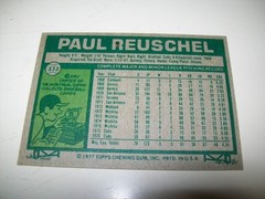 1977 TOPPS RC PAUL REUSCHEL AUTOGRAPH SIGNED AUTO #333 CHICAGO CUBS