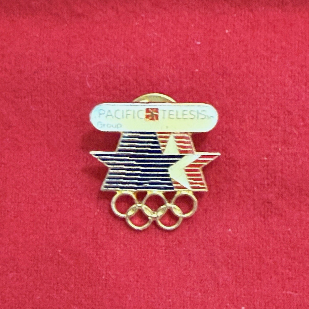 *VINTAGE* 1984 LOS ANGELES OLYMPICS PIN – Pacific Telesis « Pac Tel » sponsor