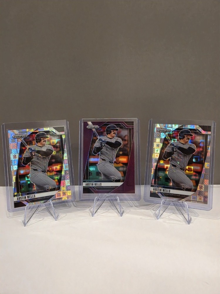 2025 Panini Prizm Austin Wells NY Yankees 3-Card Lot Pulsar Mojo Parallels #212