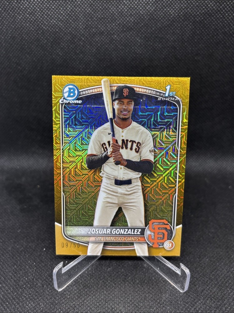 2025 Bowman Chrome Josuar Gonzalez 1st Mega Gold Refractor /50 RC Giants BCP-153