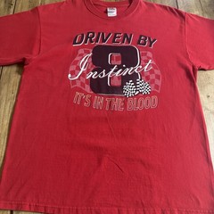 Driven By Instinct Racing Graphic T Shirt Red XL Fruit Of The Loom Lofteez