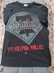 Vtg Men Philadelphia Phillies Blackout Bell Logo T-Shirt Majestic M Authentic