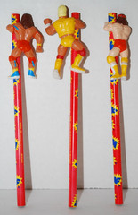 Vintage 1990 WWE WWF PVC Figure Pencil Huggers Titan Sports Lot of 3 Pre-owned.