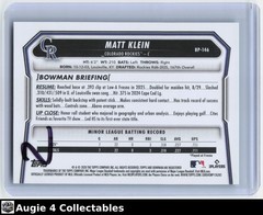 2026 Bowman Matt Klein Neon Green Border /399 #BP-146 Colorado Rockies
