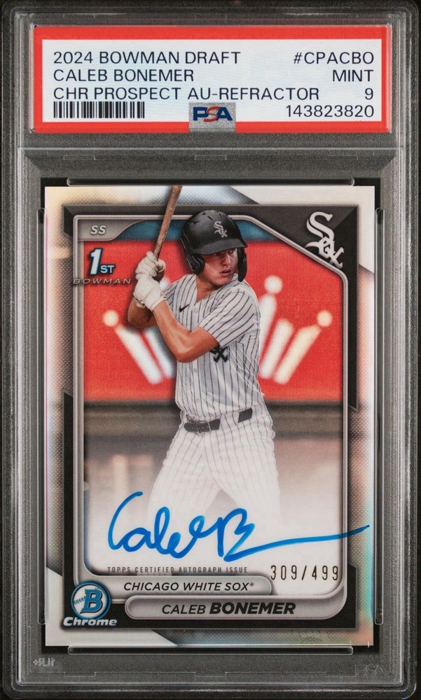 2024 CALEB BONEMER 1st BOWMAN DRAFT CHROME REFRACTOR AUTO AUTOGRAPH /499 PSA 9